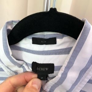 J Crew Men’s Striped Blue & White Button Down